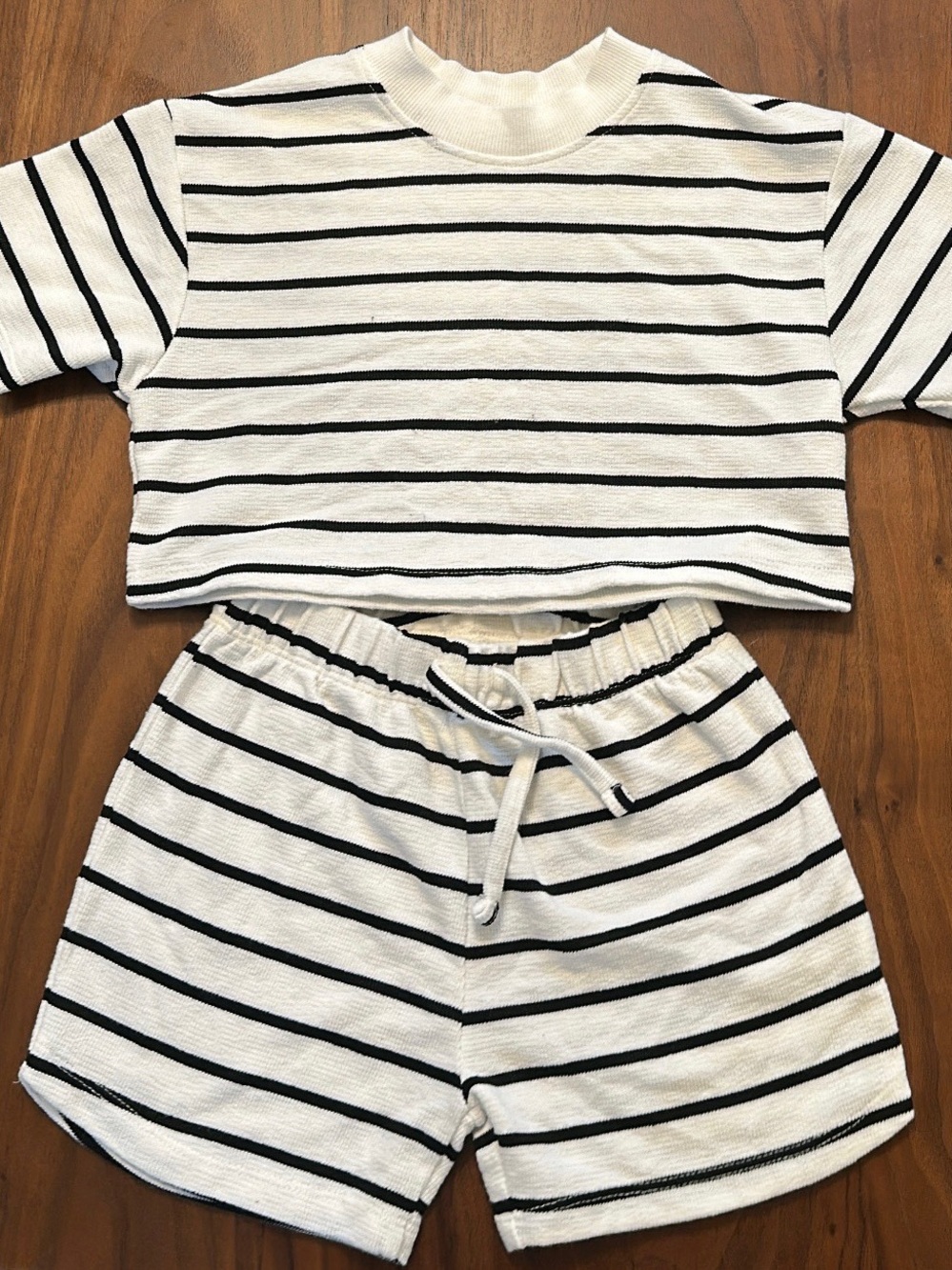 Striped White & Black Kids Pajama Set - Comfortable Two-Piece